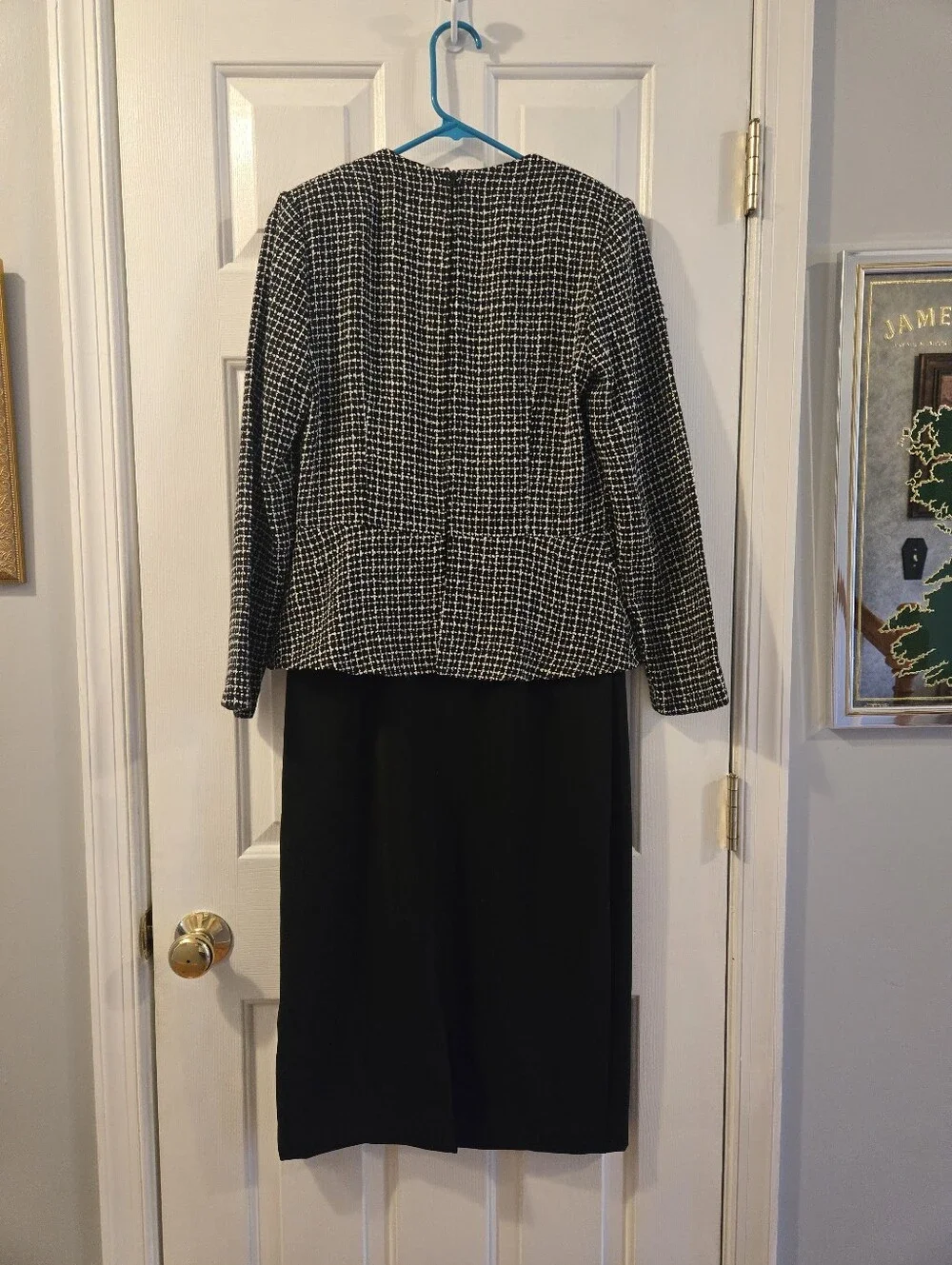 Vintage Chadwicks Size 6 Black and White Tweed Jacket and Sheath Dress